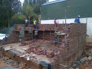 In this picture you can clearly see the door through to the laundry and the window into the kitchen yard.
