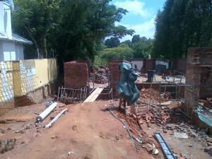 Back (south) wall of the library.