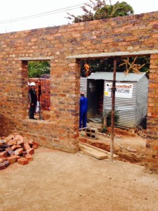 Looking South from the cottage through the French doors and window openings.