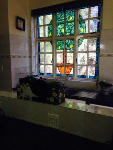 Stained Glass window in my present kitchen.  Something I'll be sad to leave behind.