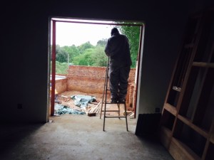 Framework for Bay Window going in at last.
