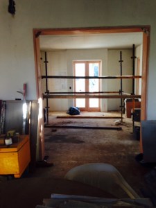 Taken from living room, looking south through the library.