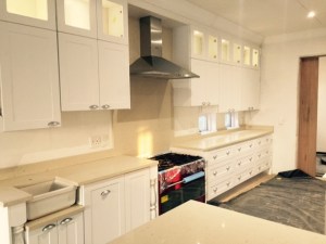 Some of the kitchen appliances are in place.