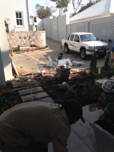 The garden team arrives and gets started.