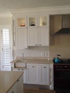Kitchen display cupboards.