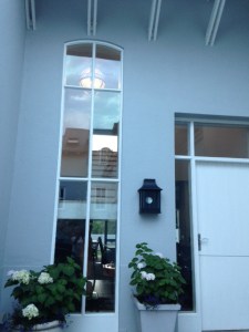 Globe lantern seen from outside.